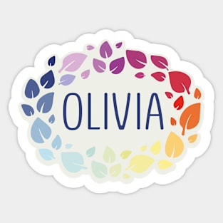 Olivia name with colorful leaves Sticker